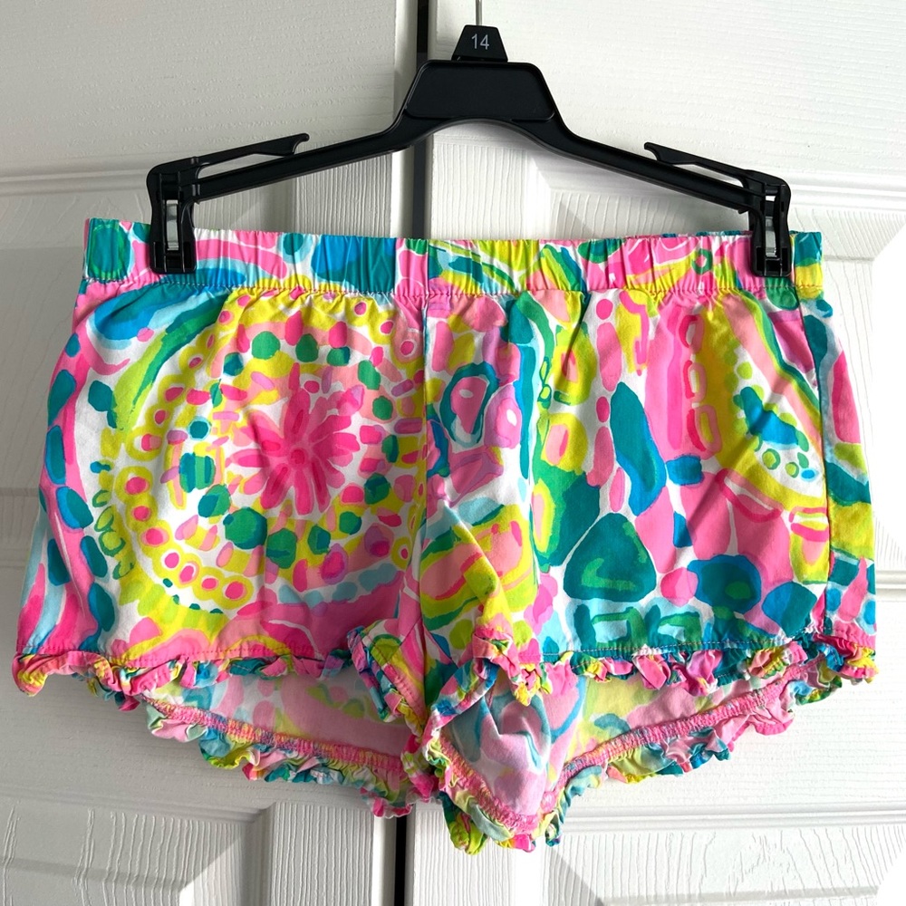 Lilly Pulitzer Kya Come Out Of Your Shell Ruffle Hem Elastic Waist Shorts